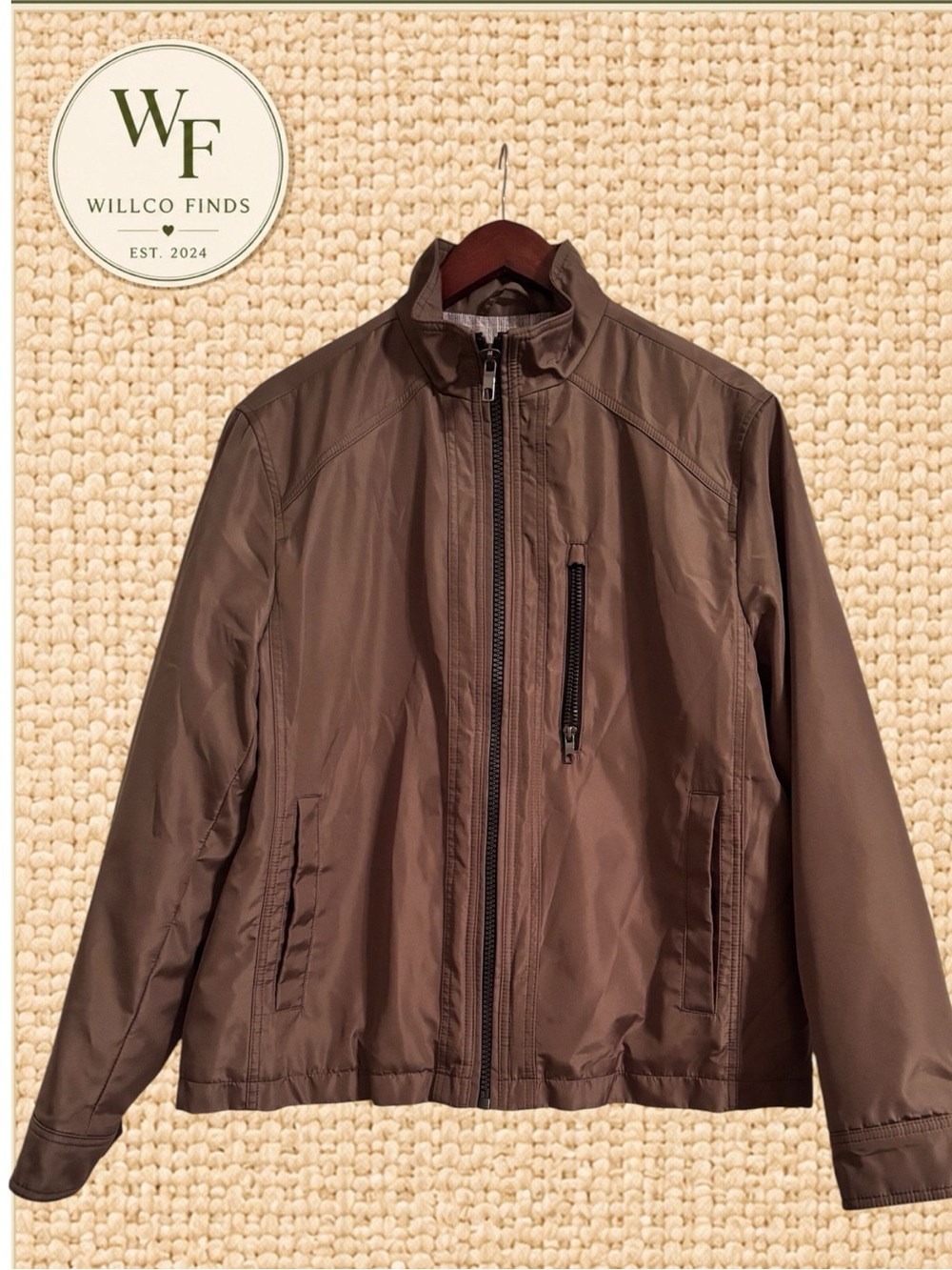 Roundtree & Yorke Men’s M Brown Full Zip Jacket Quilted Lined Lightweight